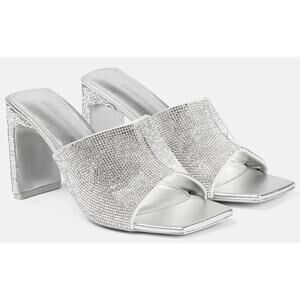 Jonathan Simkhai Asia 90MM Crystal-Embellished Leather Mules Size 39